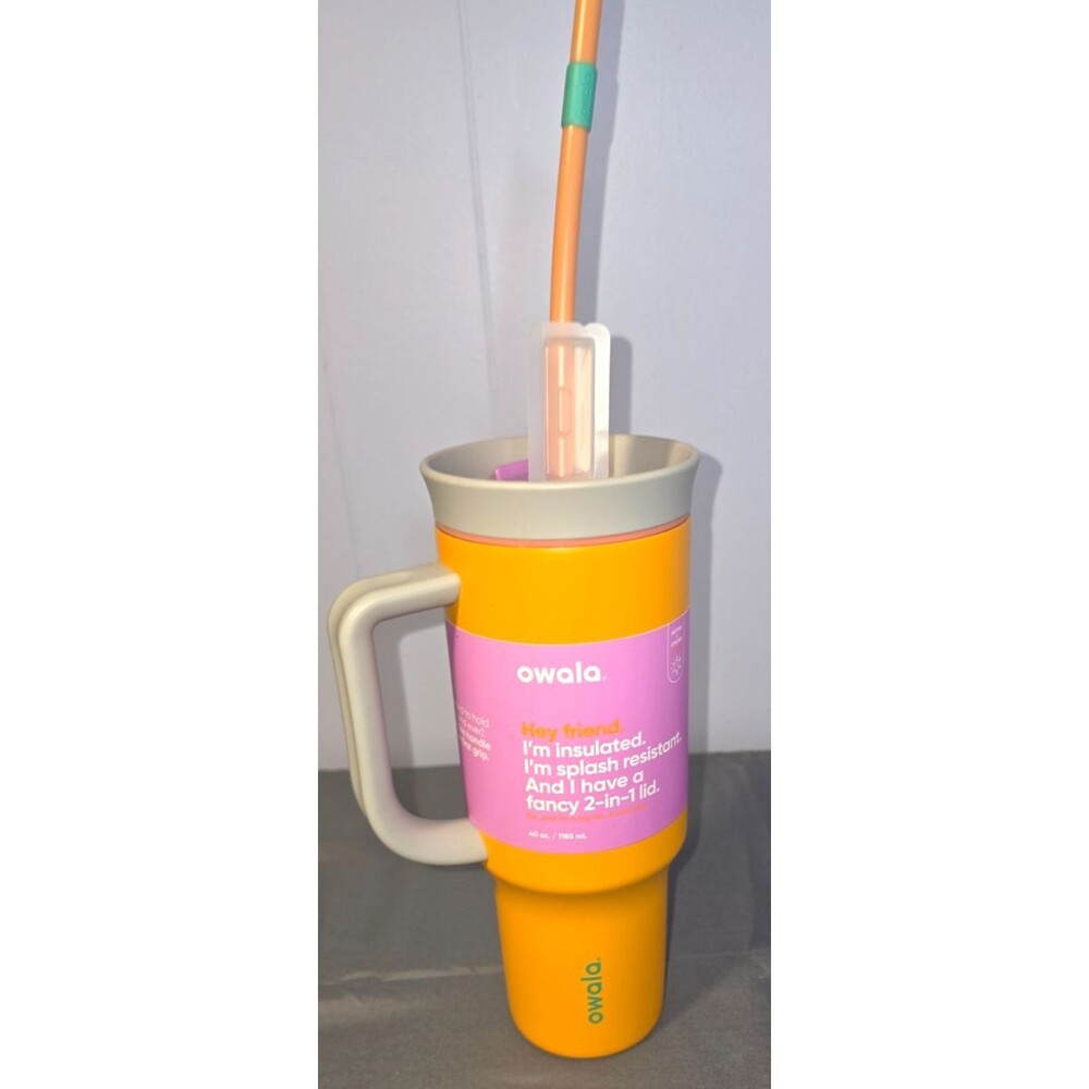 Owala Tumbler Stainless Steel Bottle 40oz New 2 in Lid Sip or Swig Tropical